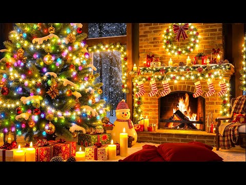 Beautiful Fireplace Christmas Ambience 🔥Relaxing Piano Christmas Music Fireplace 🎁Christmas Ambience