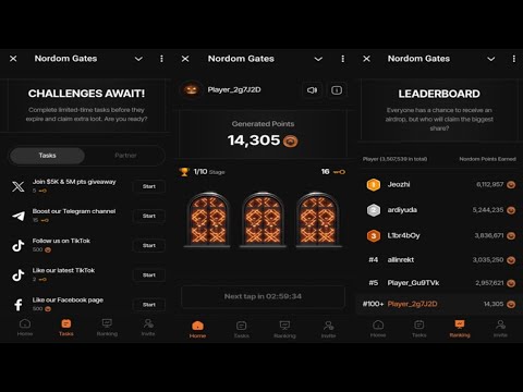 Nordom Gates | Exchange Airdrop | Start Cracking Nordom Gates | Earn More Tokens | New Telegram Bot
