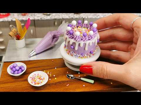 MINI AMAZING Purple Cake, REAL mini cooking and baking /  ASMR