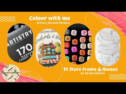 Colour with me, Alcohol markers 170 set/Storefronts & Houses ft Reyda Prints