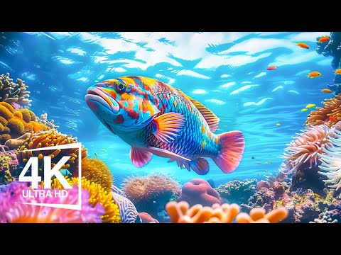 Aquarium 4K VIDEO (ULTRA HD) 🐠 Beautiful Coral Reef Fish - Relaxing Sleep Meditation Music #11