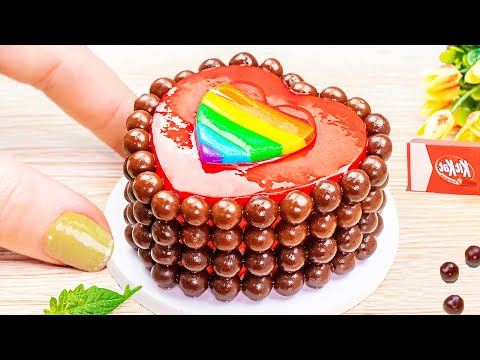 1000+ Miniature Cake Decorating ideas with Chocolate | Beautiful Rainbow Chocolate Heart Cake Recipe