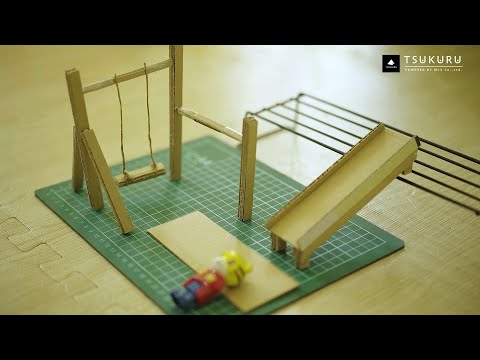 [Plan] Make a small park in the mountains ┃ Slide / Swing / Horizontal bar / Sandbox ┃ DIY / Model