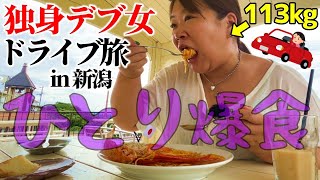 【一人旅vlog】独身デブ女､爆食、ドライブ、海、センチメンタル【新潟】