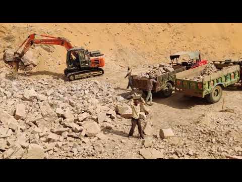 Stone Breaker working in mines - TATA Hitachi #jcb