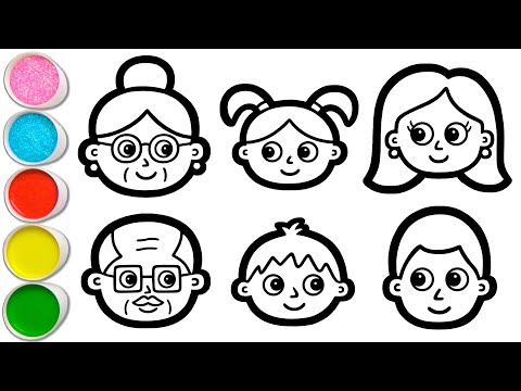 Grandparents and Grandchildren Drawing, Painting and Coloring for Kids, Toddlers | Easy Drawing #343