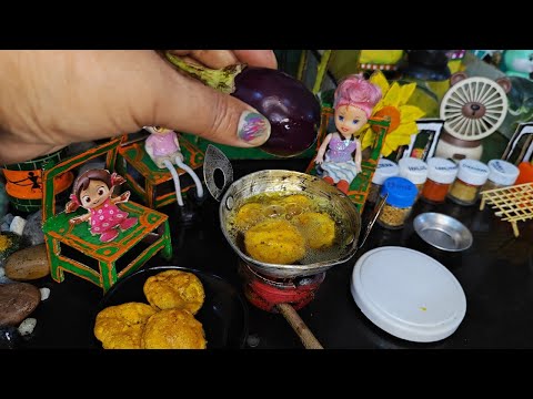 #yummy ! Miniature Baigan Bhajji Recipe|Mini Kitchen Me Baigan Ka Pakoda Recipe|#baigan