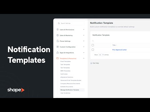 Managing Notification Templates in Shape Software