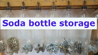 Handy DIY storage with soda bottles