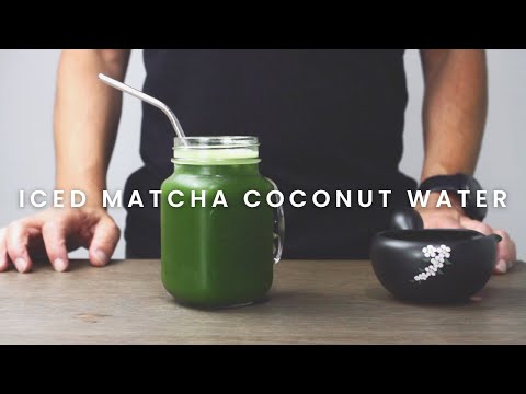 How to Make Iced Matcha Coconut Water Drink (ASMR)