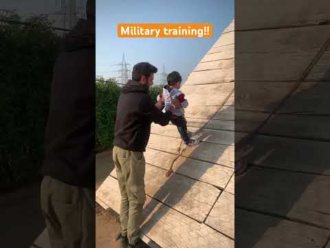 Little kid doing military training | Sher khul gye | #shorts #baby #army