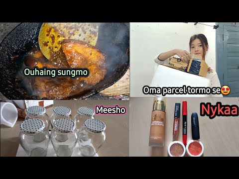 Tini se aini parcel souh phai ow 🤩// Nykaa ni first time   Manui lamo // Unboxing // Pork Recipe