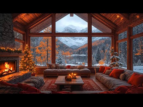 Warm Christmas Ambience 🎄 Christmas Jazz Relaxing Music & Cozy Fireplace Burning Sounds for Unwind 🔥