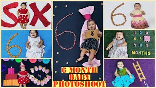 6 month Baby PhotoShoot Ideas at Home,Half birthday photoshoot,DIY monthly baby photo,baby milestone