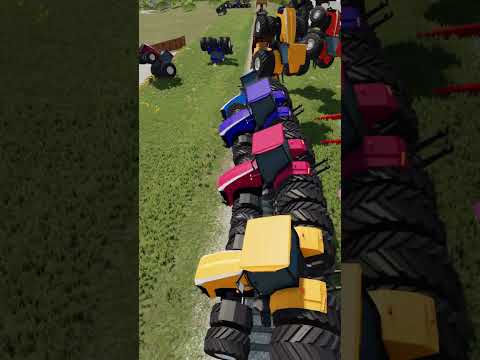 Demolition Tractors - Freight Train Versus Colorful Tractors on Double Wheels - How will it end?