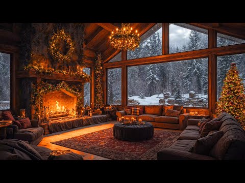 Christmas Jazz Relaxing Music for Studying, Working 🎅 Cozy Winter Forest Christmas Cabin Ambience 🎁