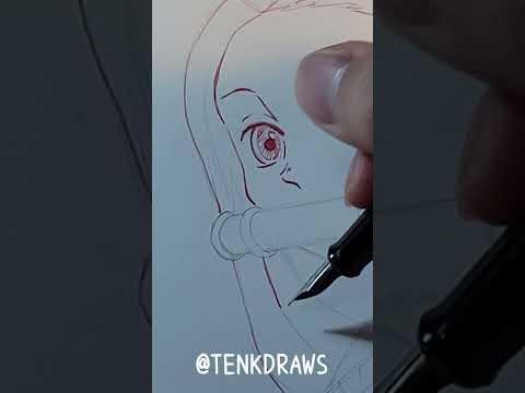 Drawing anime with fountain pen#nezuko #demonslayer @tenkdraws ​