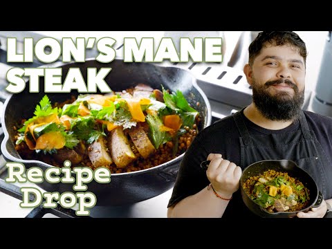 One-Skillet Za’atar Lion’s Mane Steak with Couscous & Herb Salad | Recipe Drop | Food52