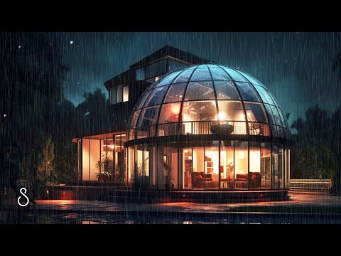 Rain On Glass Dome Villa 💦 With Thunder | Black Screen | 12 Hours | Sleep In Series