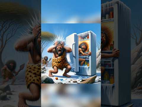 Too Hot! Caveman Finds a Fridge - It Must Be a God! #funny #ai #chatgpt