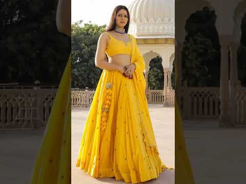 yellow lehenga designs 💛💛#haldi #lehenga #function #trending