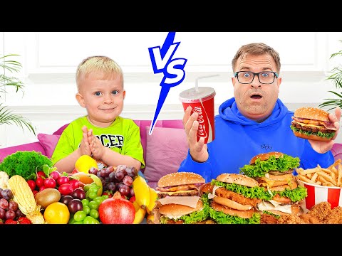 Oliver and Dad - Healthy vs Junk Food Challenge