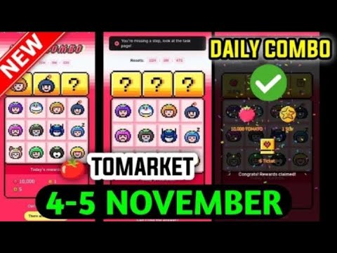 🍅Tomarket Airdrop Combo 5 November | Tomarket Daily Combo Today | Tomark.... #tomarket  .