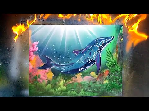 Dolphin inside colored coral by Spray Art Eden