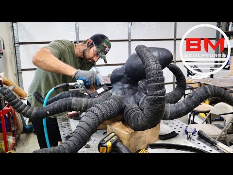 Sculpting a Giant Octopus out of Recycled Tires & Foam