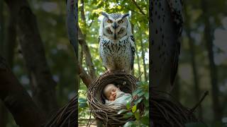 OMG, Owl & Baby Moment #birdslover # motherbird #cute # birdsounds #shorts