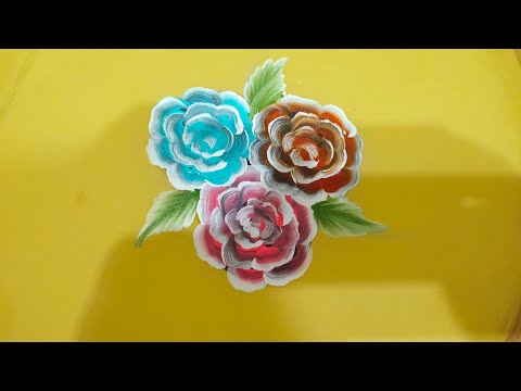 very beautiful hand painting design with full details #trending #easy way#fabricart #for beginners