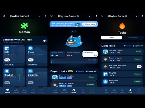 Clayton Game Airdrop CONFIRMED | Play To Earn Free $CL Token | New Telegram Crypto Mining Bot