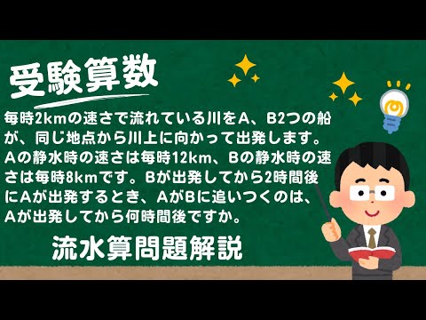 【小5算数解説】受験算数　流水算B4：時間差で出発する1 【問題文は概要欄】