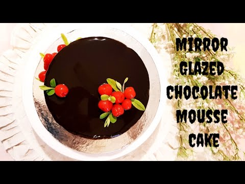 Mirror Glazed Chocolate Mousse Cake | Eggless Cake Without Oven