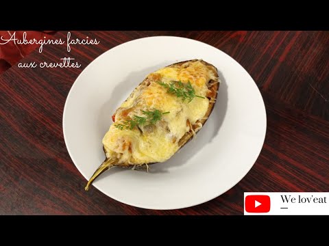 Aubergines Farcies Aux Crevettes - Eggplants Stuffed With Shrimps