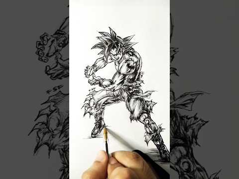 Speed drawing Stick-Saiyan Goku 😳 #shorts #anime #drawing