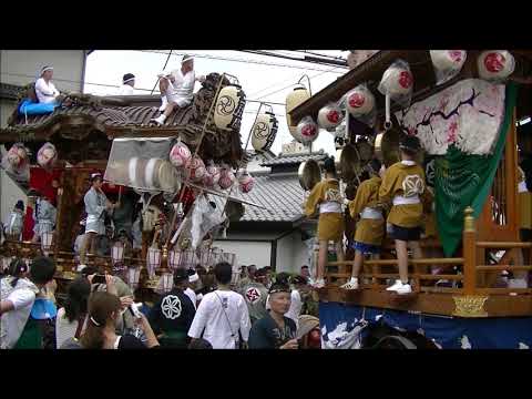 熊谷うちわ祭　２０１９年　櫻町区屋台庫前叩き合い