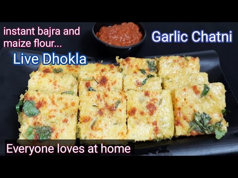 Tasty and instant bajra Live Dhokla with Garlic chutney| Everyone loves at home| Hindi Sindhi Food