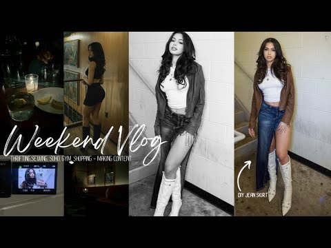 VLOG | soho, thrifting, DIY jean skirt + making content