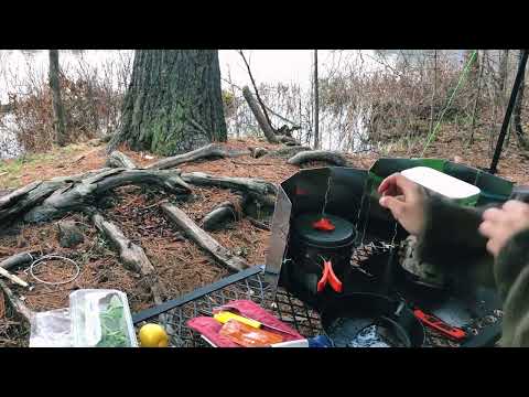 solo camping in the rain. Mew Lake Algonquin Park