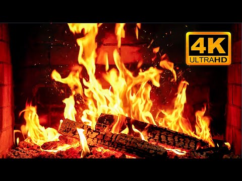 FIREPLACE 4K 🔥 Fireplace video with Burning Logs & Fire Sounds. Christmas Fireplace