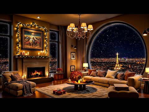 🎷 Cozy Paris Apartment Ambience with Elegant Jazz Saxophone & Fireplace Sounds to Relax, Sleep