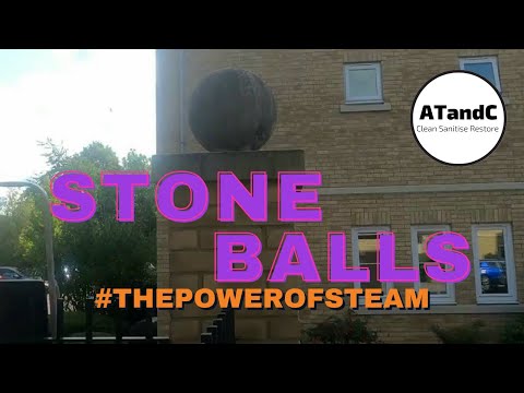 Decorative sand stone ball cleaning, watch the dirt disappear #thepowerofsteam #banishtheblackspot