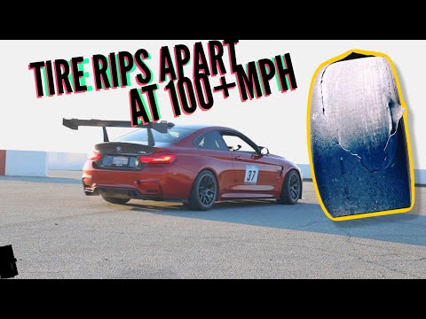 BMW M4 Time Attack Disaster: Delaminating Tire at 100mph+