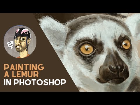 Animal Portrait Paintings Ep 1: a ring-tailed lemur in Photoshop