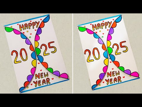 Happy New year greeting card • DIY Easy & Beautiful Handmade New year card• New year card making