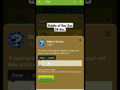 Riddle Of the day 28 Dec. Zoo, Zoo Riddle of the day Code,28 Dec. Riddle Code Zoo