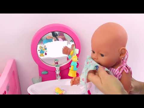 Love & Care :   Pretend play with Baby Dolls Brush teeth and shower before Bed, Wardrobe