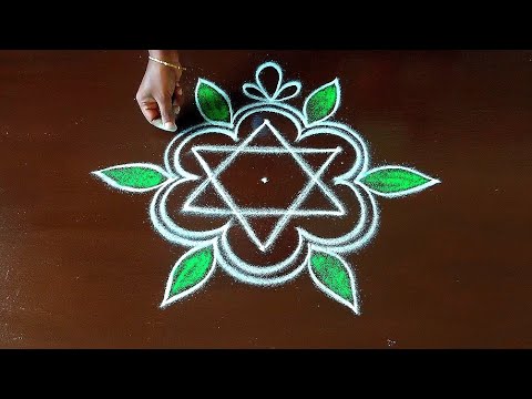 easy muggulu for beginners|| padi kolam designs|| simple rangoli designs 3 to 2 dots