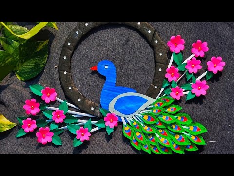 peacock 🦚 wall hanging making with colour paper #handmadehomedecor #wallhanging #bestideas #viral